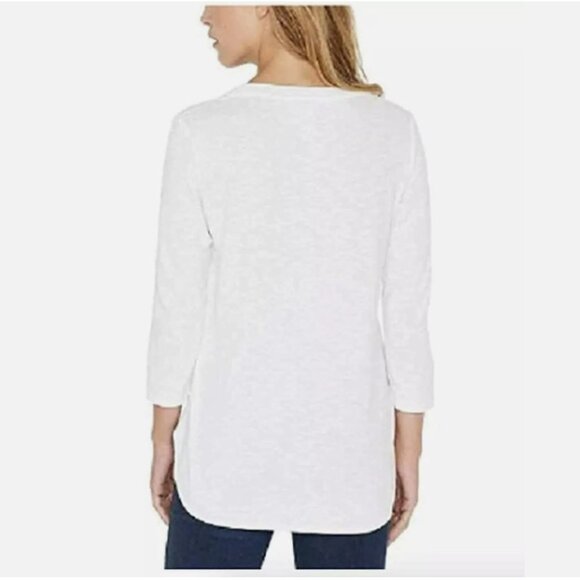 Kirkland Signature Ladies' 3/4 Sleeve Cotton Slub Tee, White, Size XXL - Picture 5 of 5